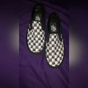 vans sketch checkered slip ons